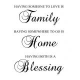 Family, home, blessing väggord, 2-färger XXL